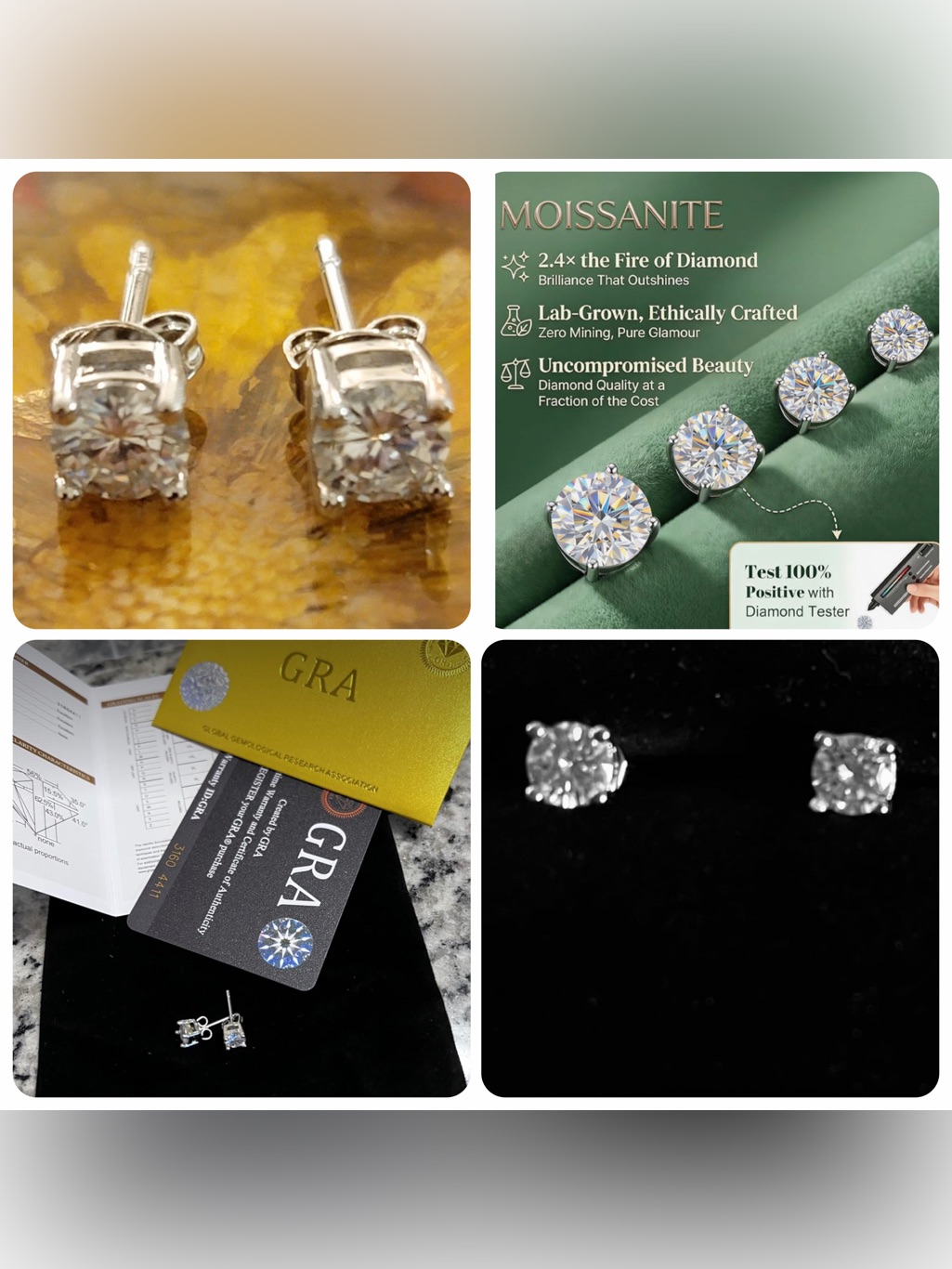 1 Ct Moissanite Diamond Stud Earrings